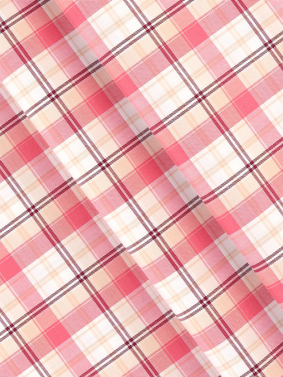 Men Cotton Checked White with Pink Shirt Fabric Cascade