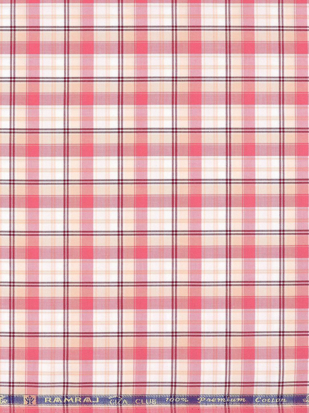 Men Cotton Checked White with Pink Shirt Fabric Cascade