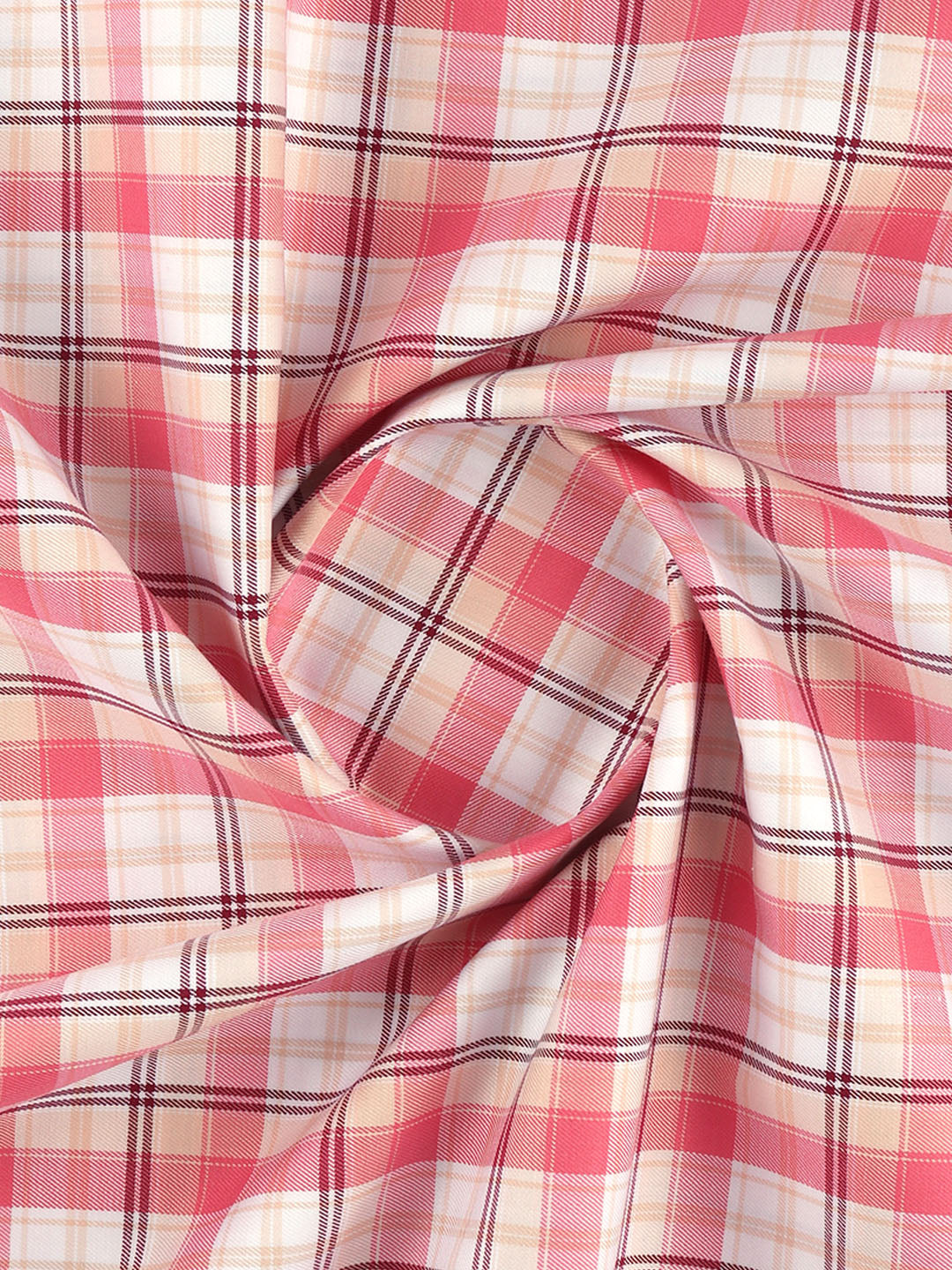 Men Cotton Checked White with Pink Shirt Fabric Cascade
