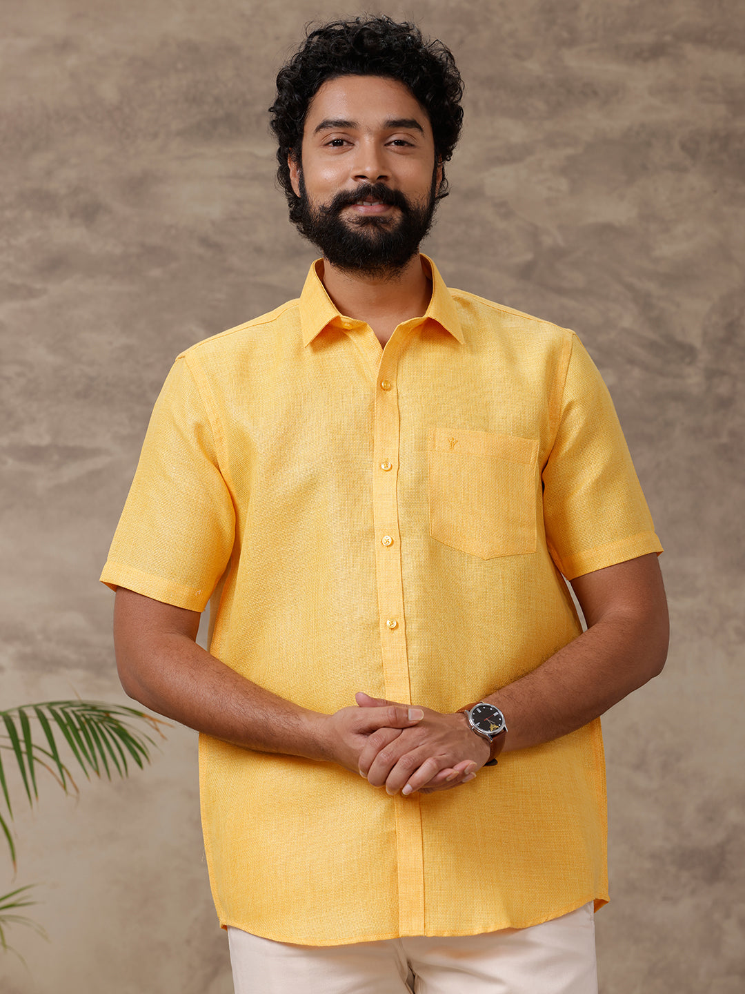 Mens Cotton Rich Shirt Yellow TL5