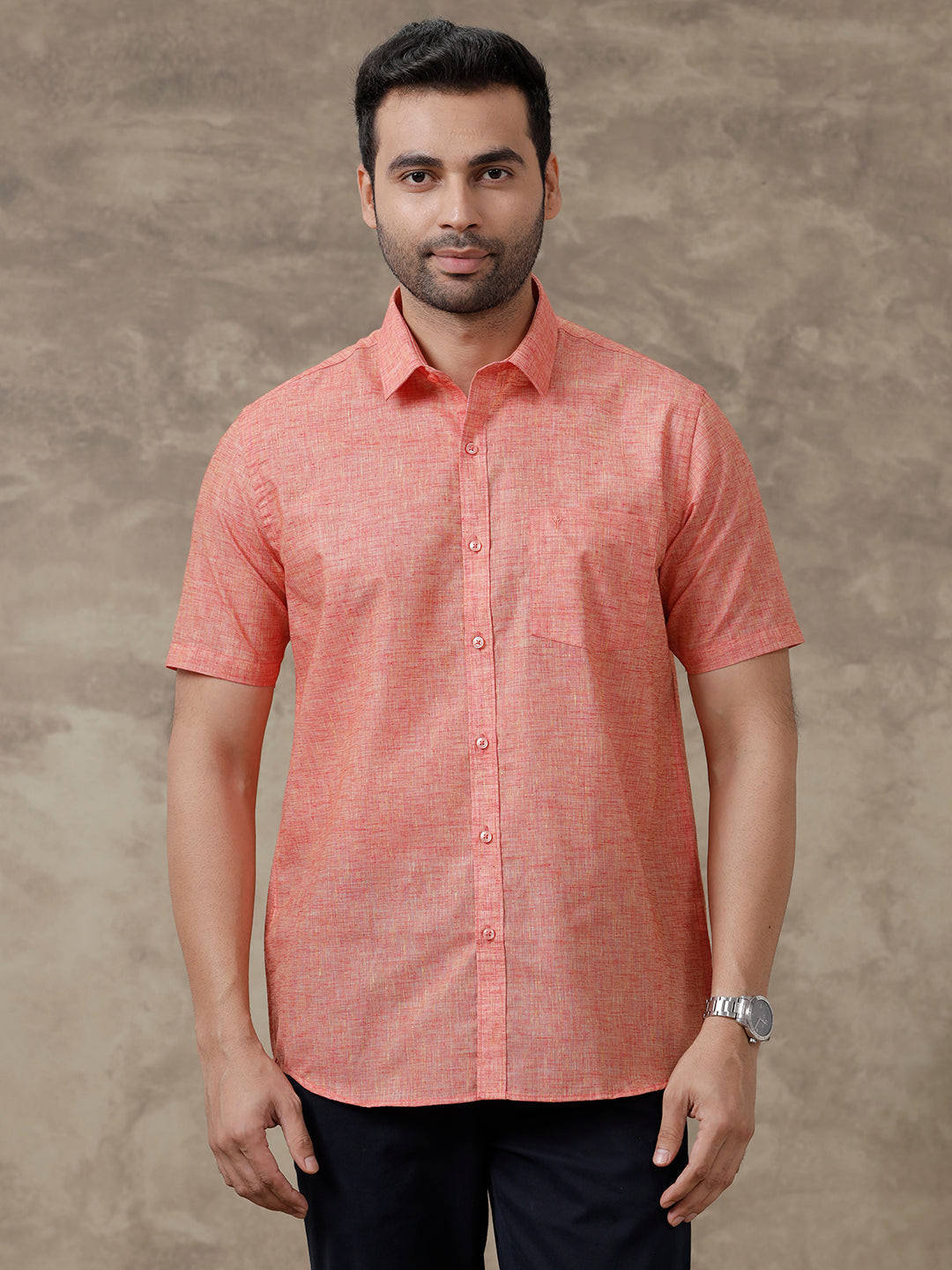 Men Cotton Rich Shirt Red T39 TO4