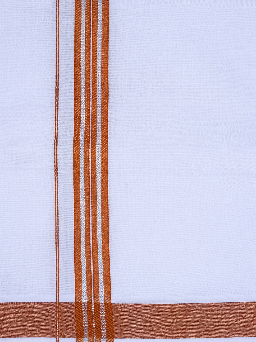 Single Layer 100% Cotton White Dhoti With Colour Jari Border YSF03