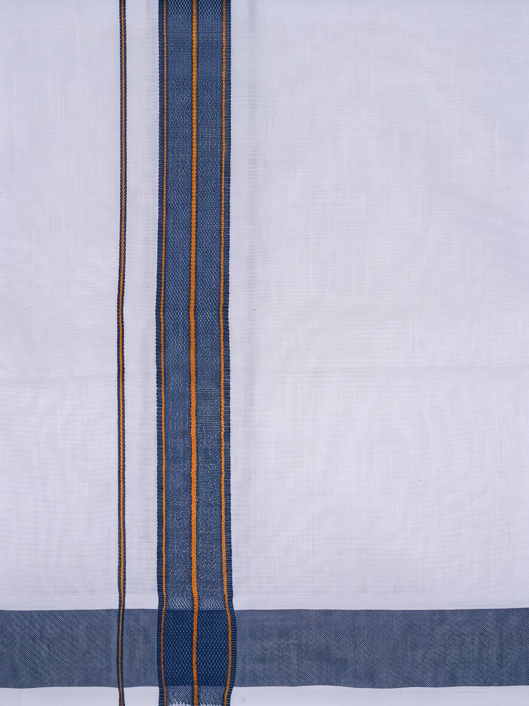 Single Layer 100% Cotton White Dhoti With Colour Jari Border YGF08