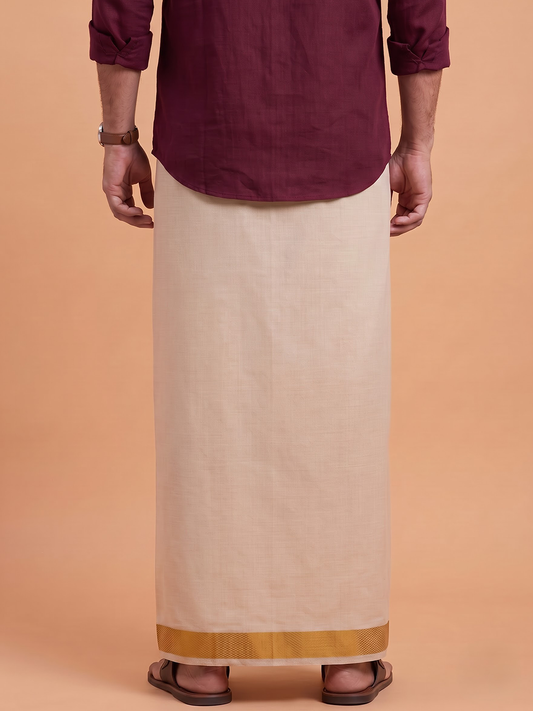 Single Layer Tissue Dhoti With Fancy Jari Border - EGCF03