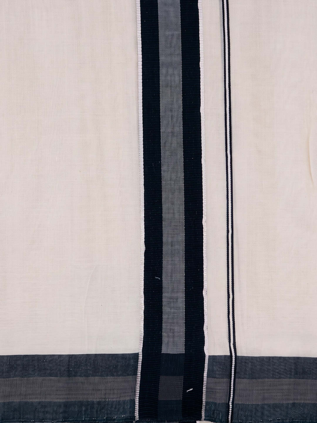 Double Layer Premium Handloom Cream Dhoti With Colour Border - HLM124