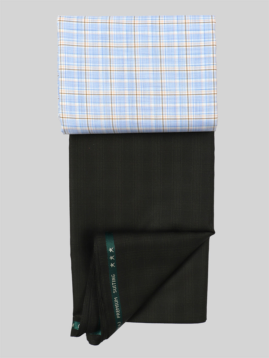 Cotton Checked Blue Shirting & Black Suiting Gift Box Combo DN88-Full view