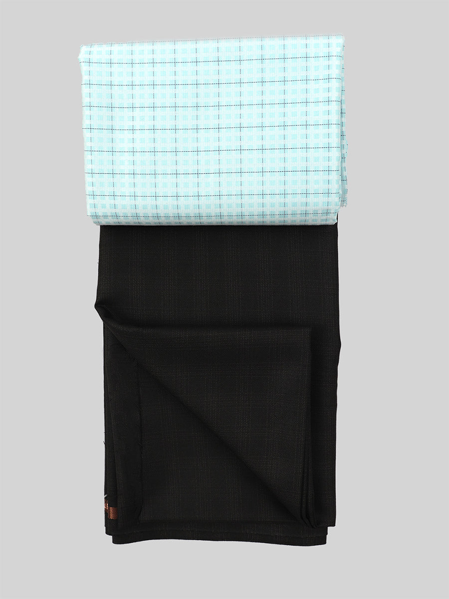 Cotton Checked Blue Shirting & Black Suiting Gift Box Combo DN86-Full view