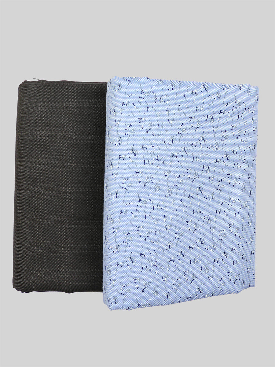 Cotton Printed Blue Shirting & Blue Suiting Gift Box Combo DN85
