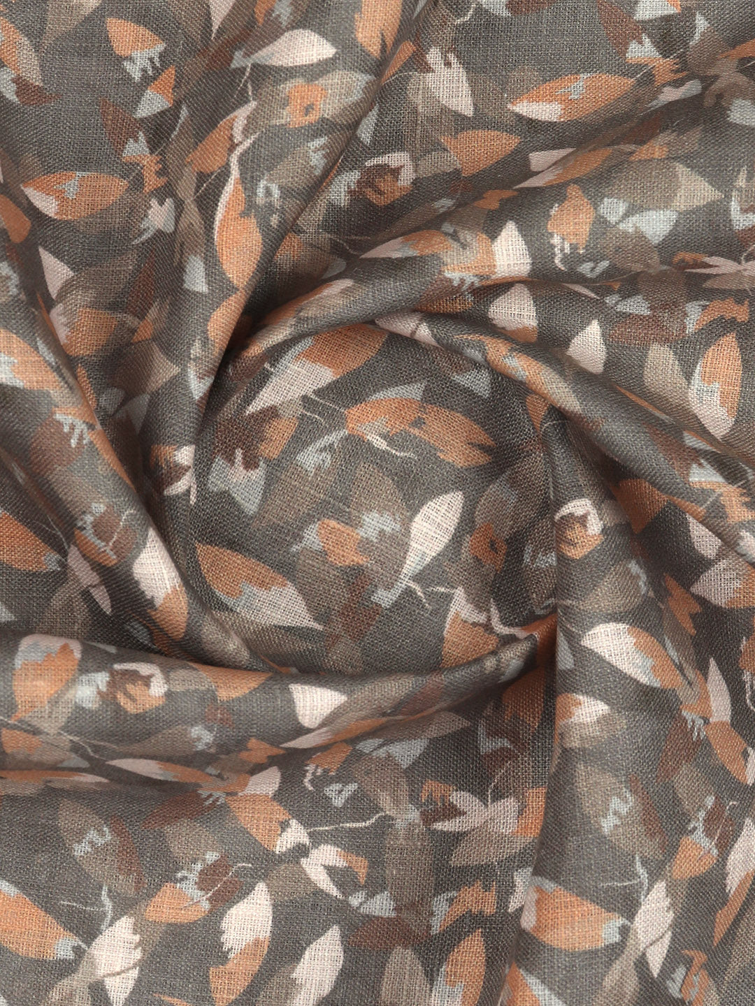 100% European Linen Grey with Orange Printed Shirt Fabric Fortuner
