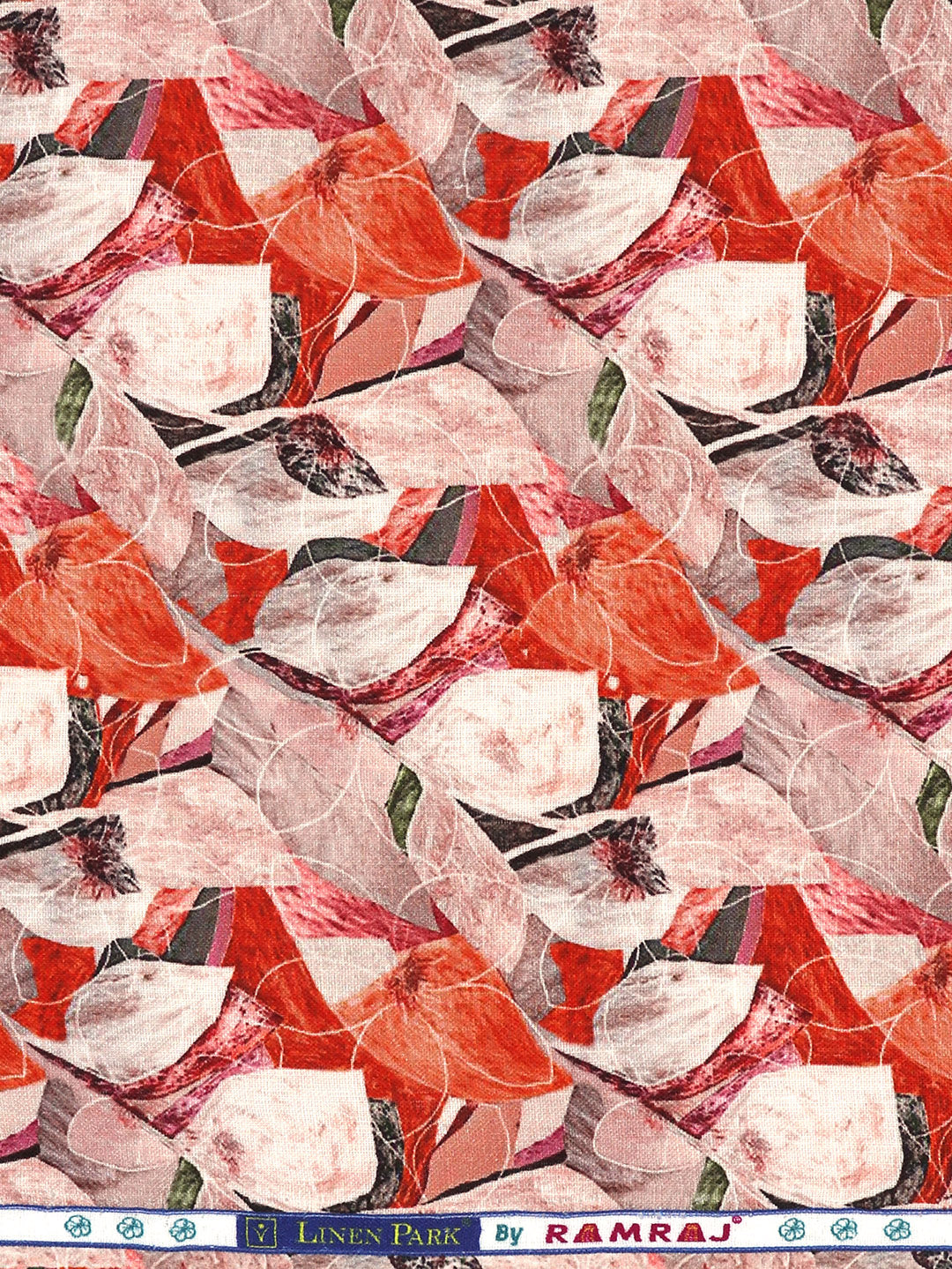 100% European Linen Orange Printed Shirt Fabric Fortuner