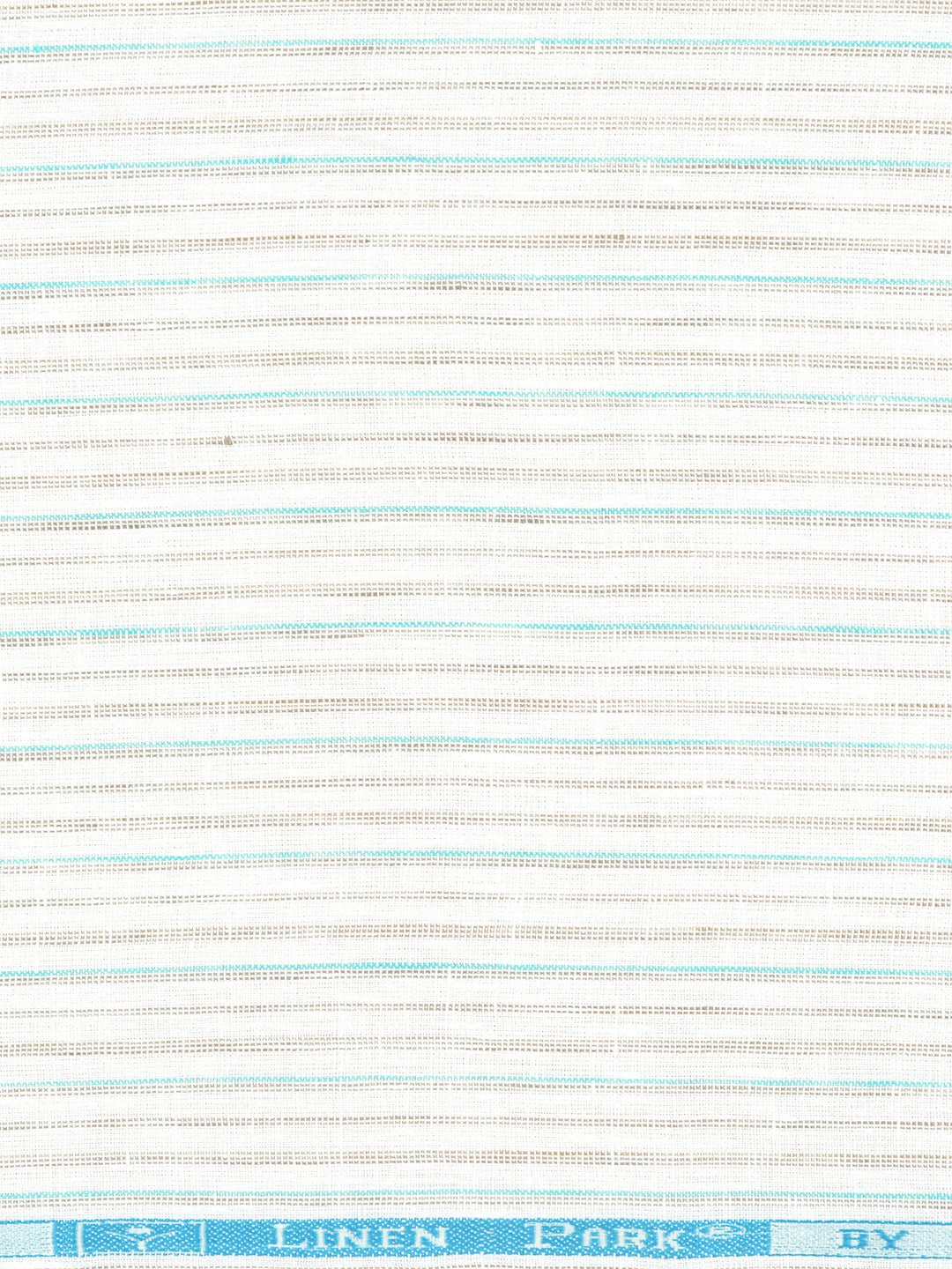 100% European Linen White with Green Striped Shirt Fabric Park Elite