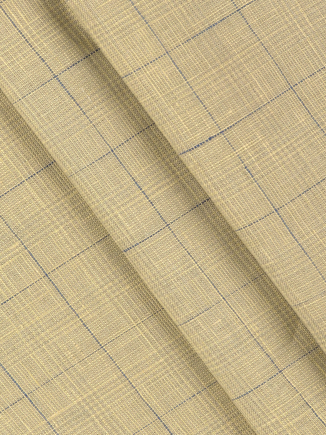 100% European Linen Mustard Checked Shirt Fabric Park Elite