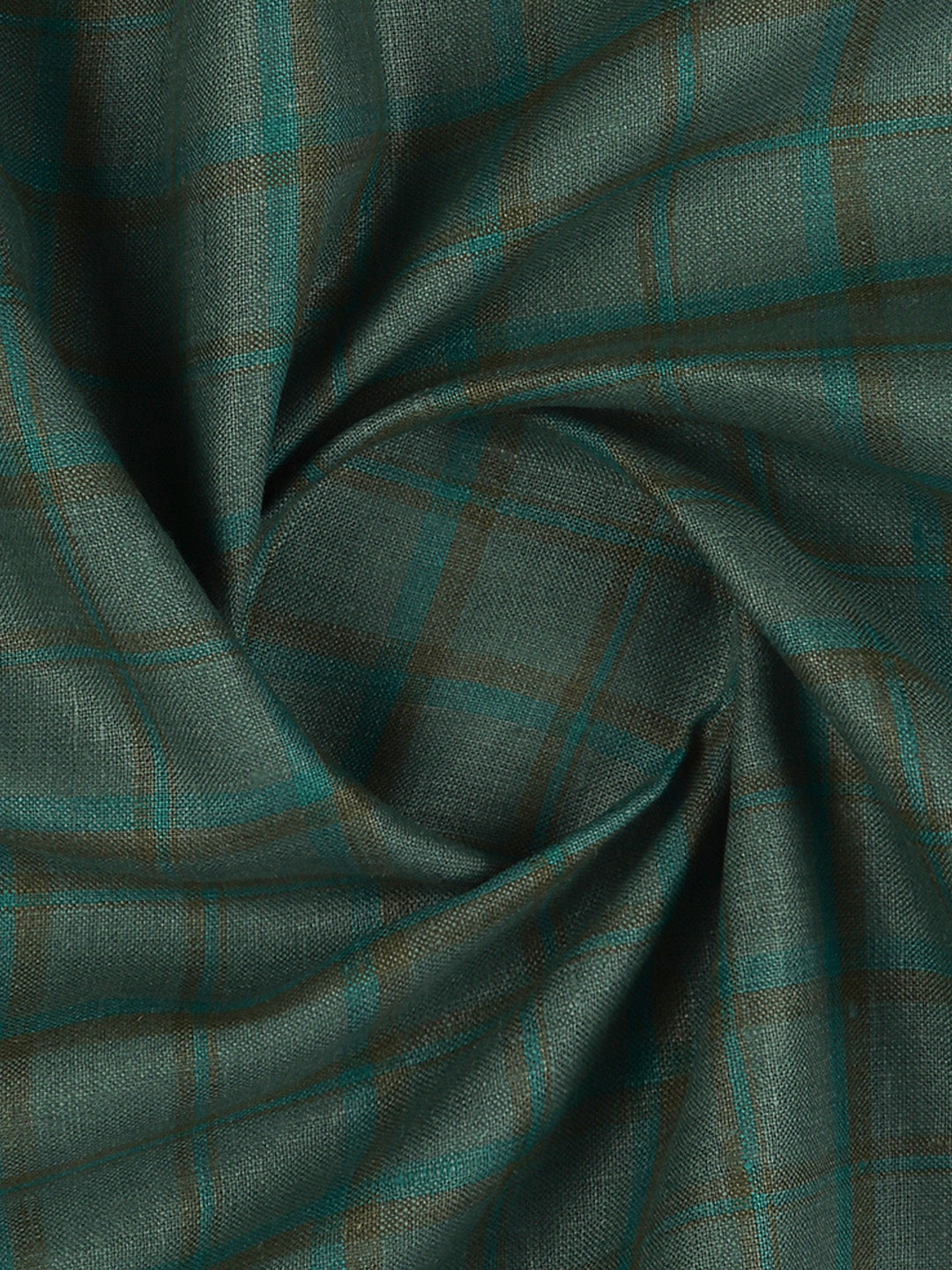 100% European Linen Mint Blue Checked Shirt Fabric Park Elite