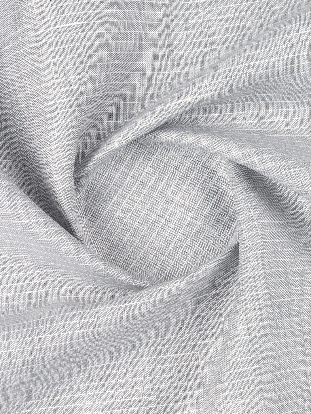100% European Linen Grey Striped Shirt Fabric Park Elite