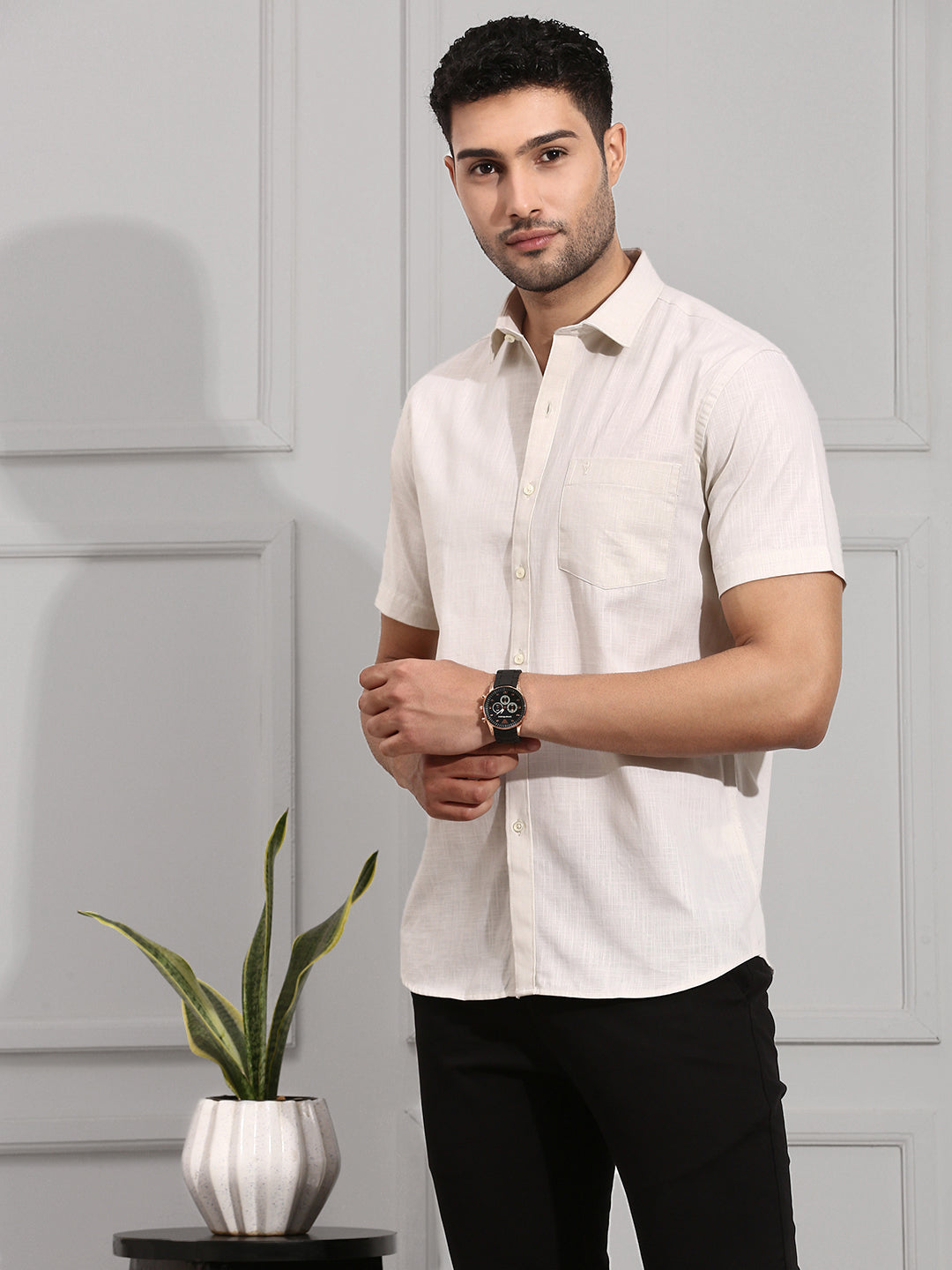 Men 100% Cotton Shirt Cream CL2 GT15