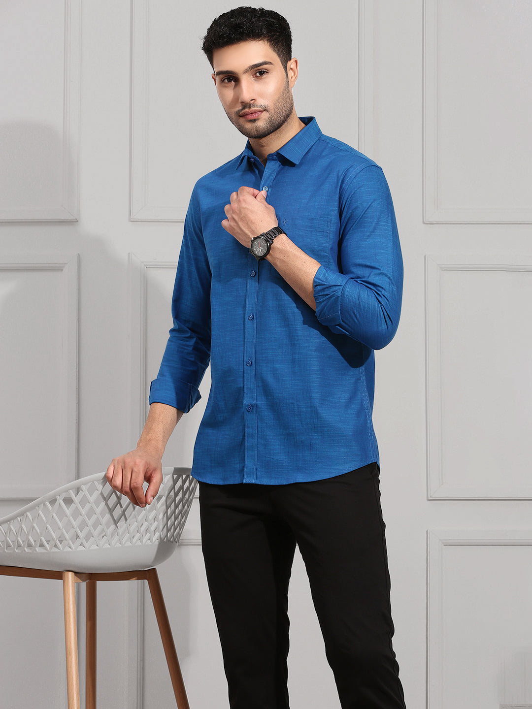 Men 100% Cotton Blue Shirt CL2 GT5