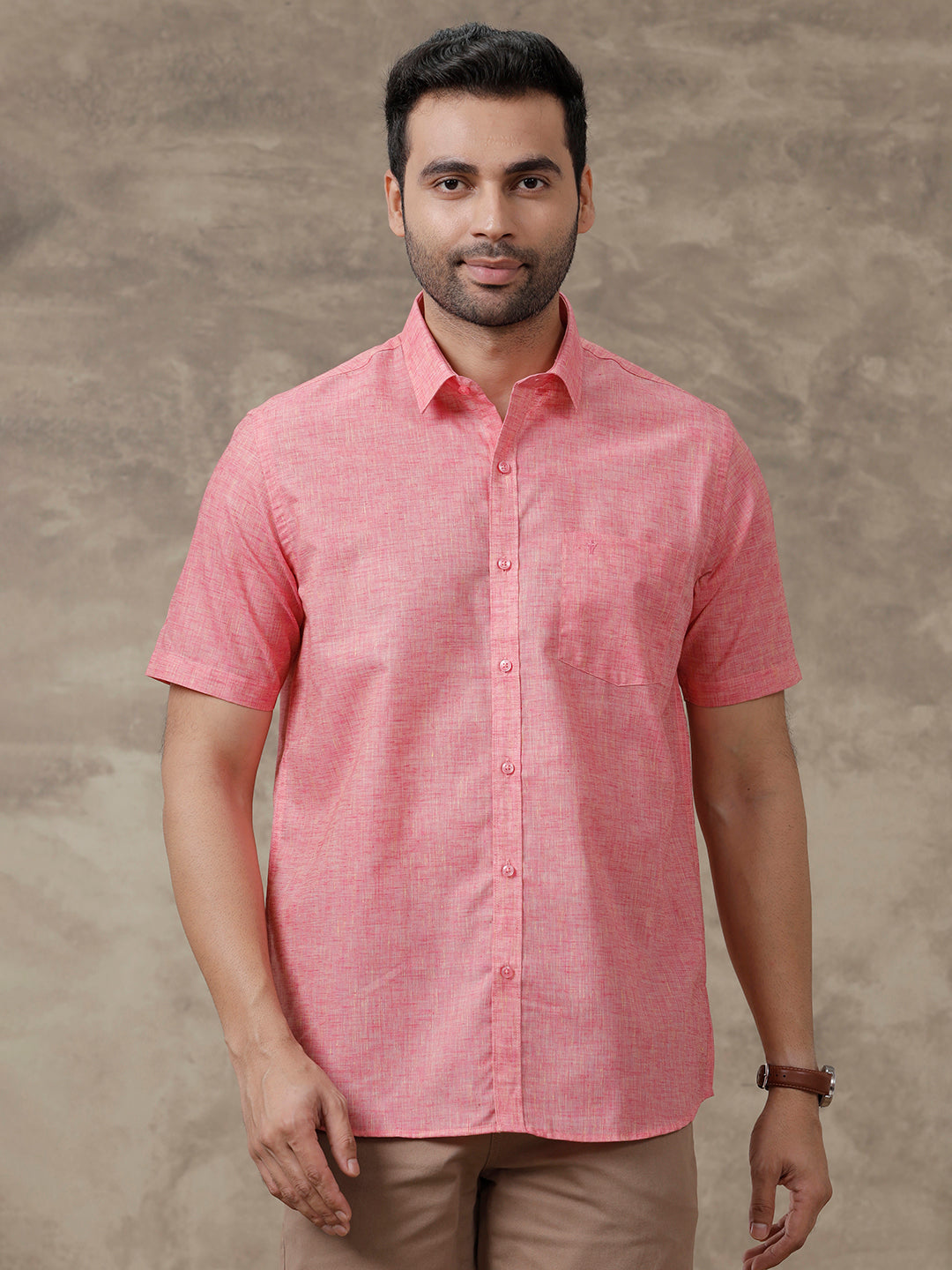 Men Cotton Rich Shirt Pink T39 TO1