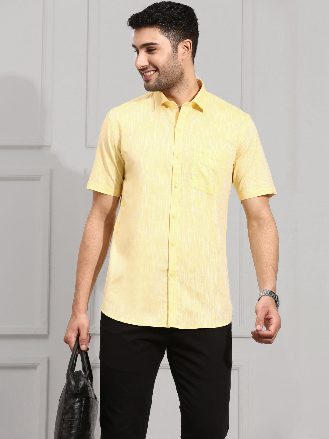 Men 100% Cotton Yellow Shirt CL2 GT14