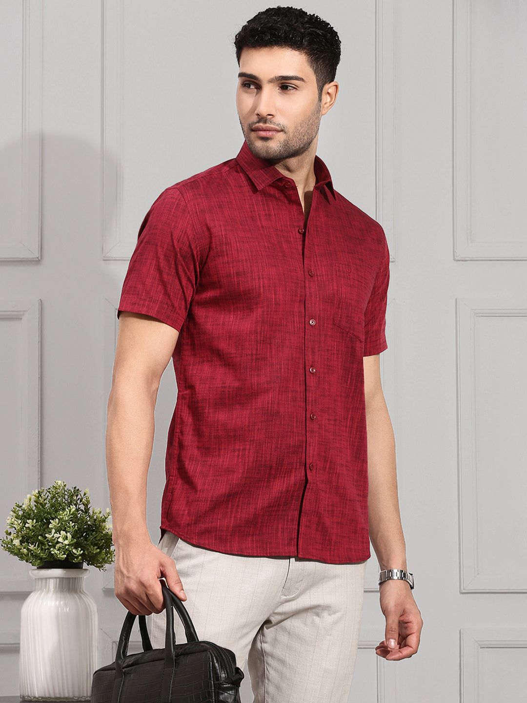 Men 100% Cotton Shirt Red CL2 GT3