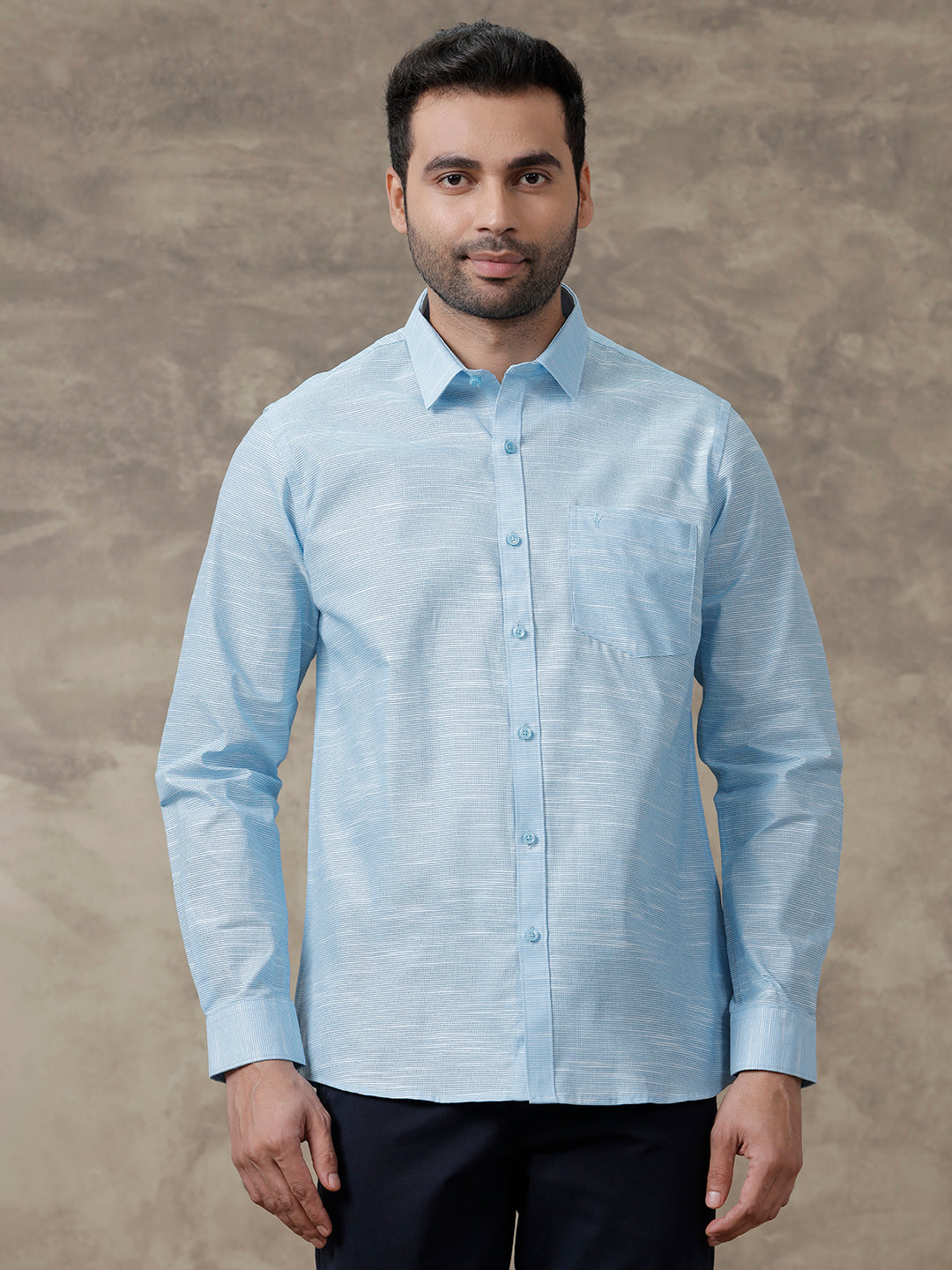 Men Cotton Rich Shirt Sky Blue T13 CL7