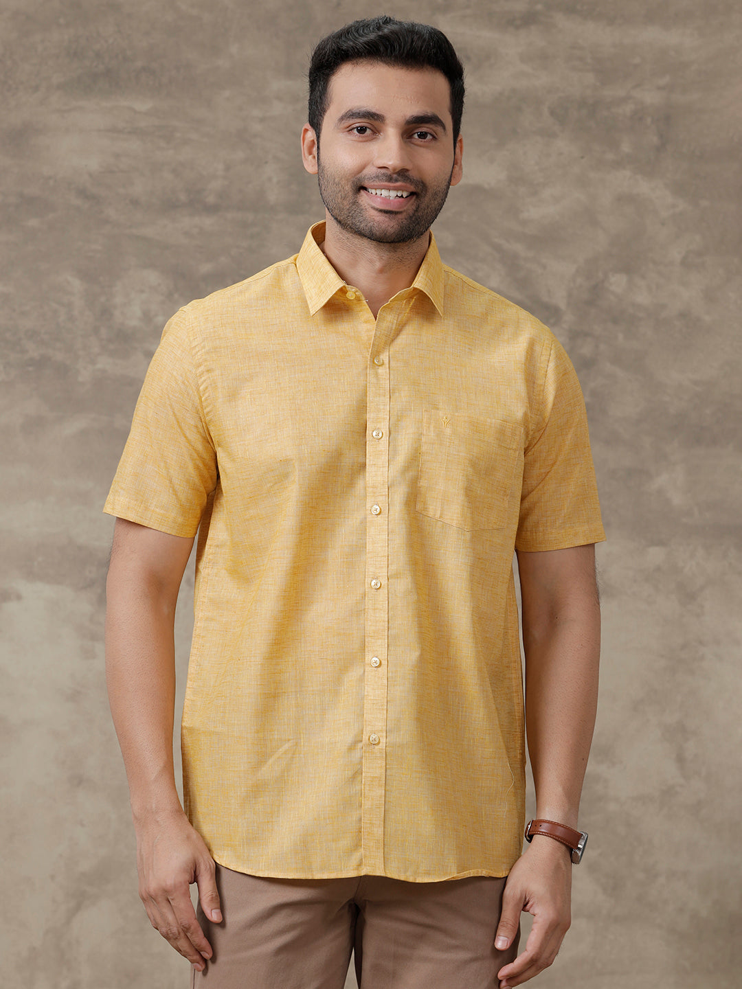 Mens Cotton Rich Shirt Yellow T39 TO2