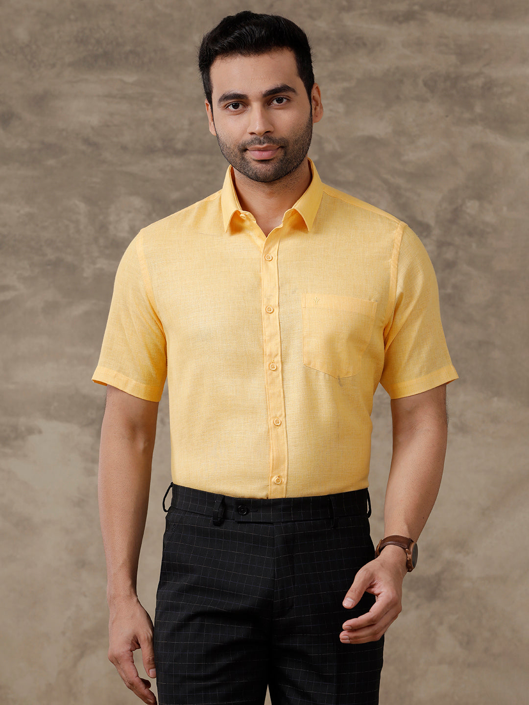 Mens Cotton Rich Shirt Yellow T26 TB4