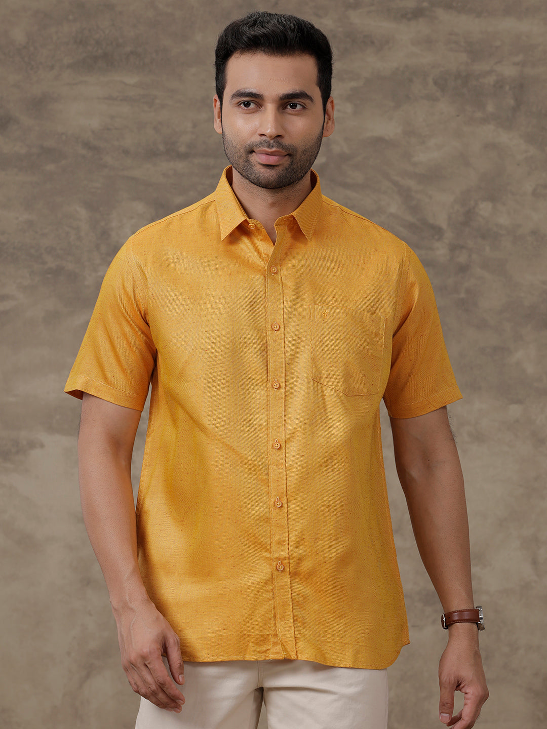 Men Cotton Rich Shirt Yellow T18 CY2