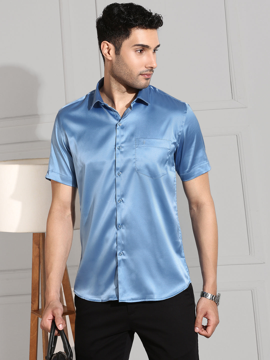 Men Stretch Poly Shirt Sky Blue PS6