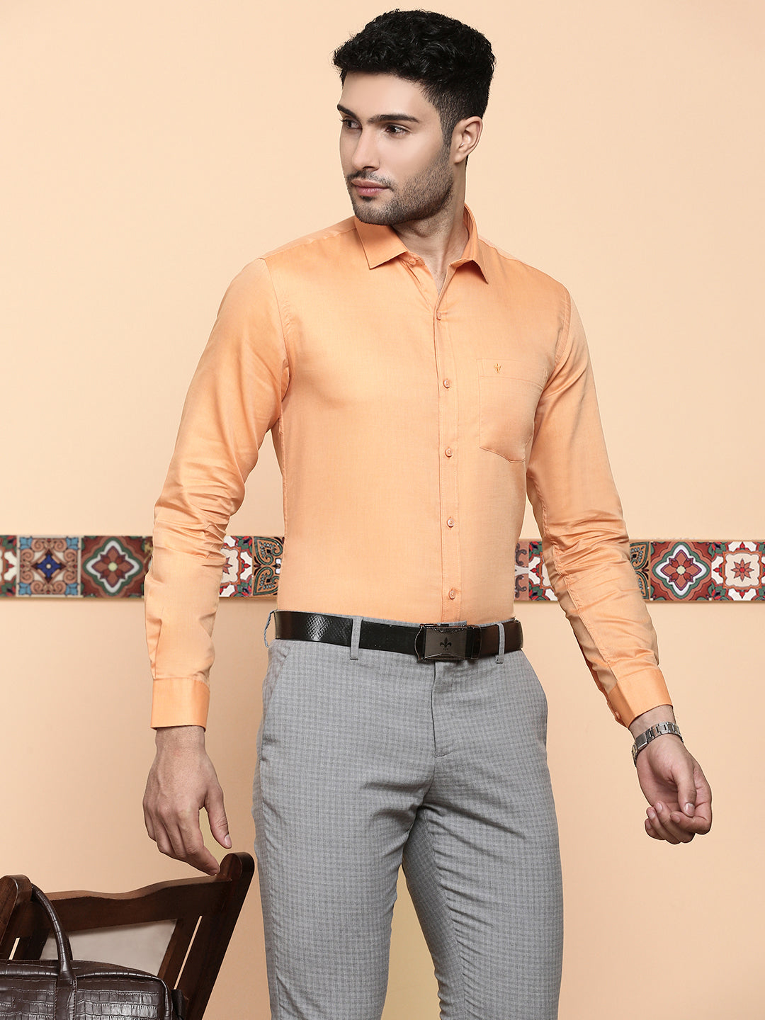 Men Premium Cotton Shirt Orange EL GP17