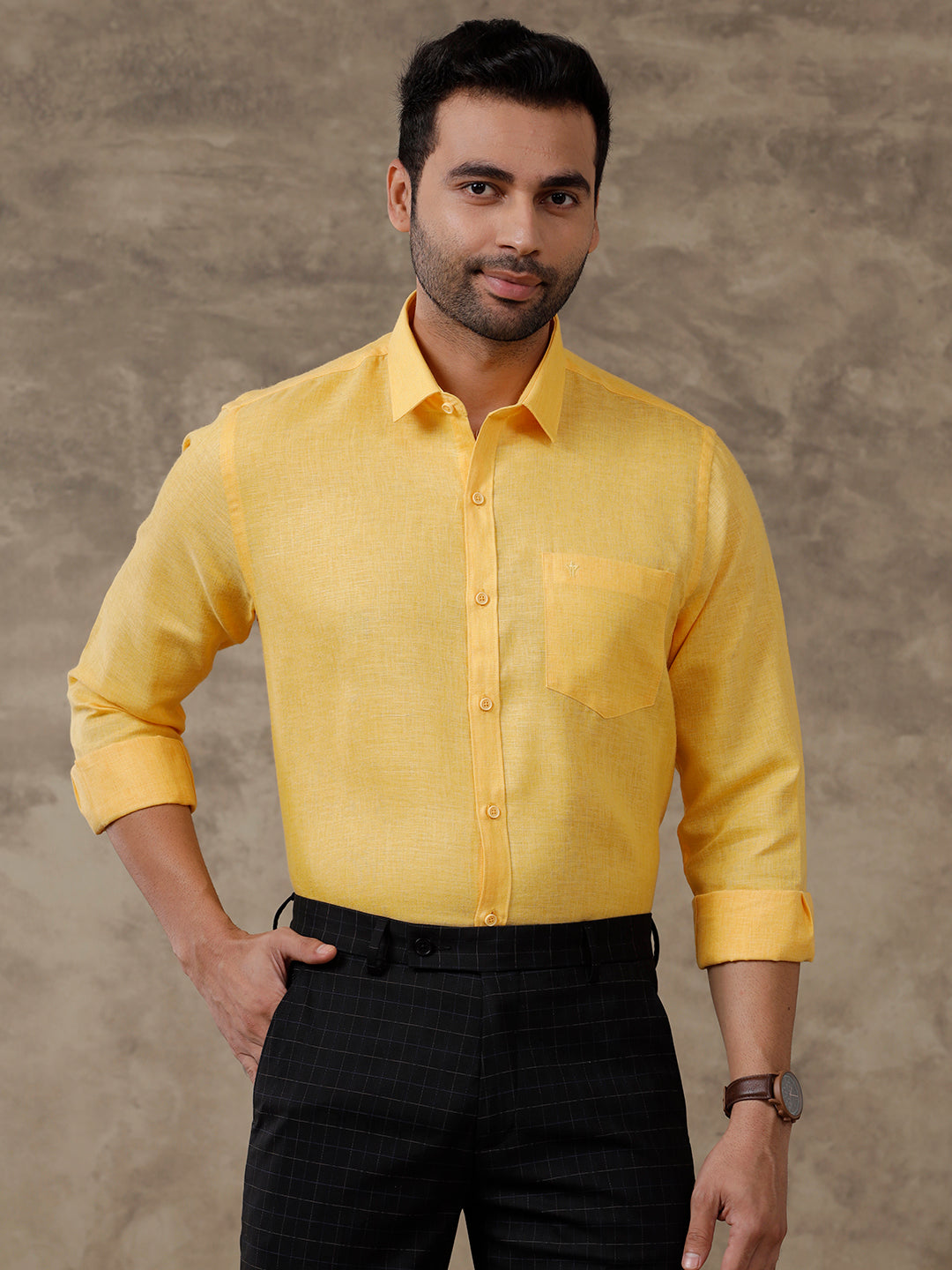 Mens Cotton Rich Shirt Yellow T26 TB4