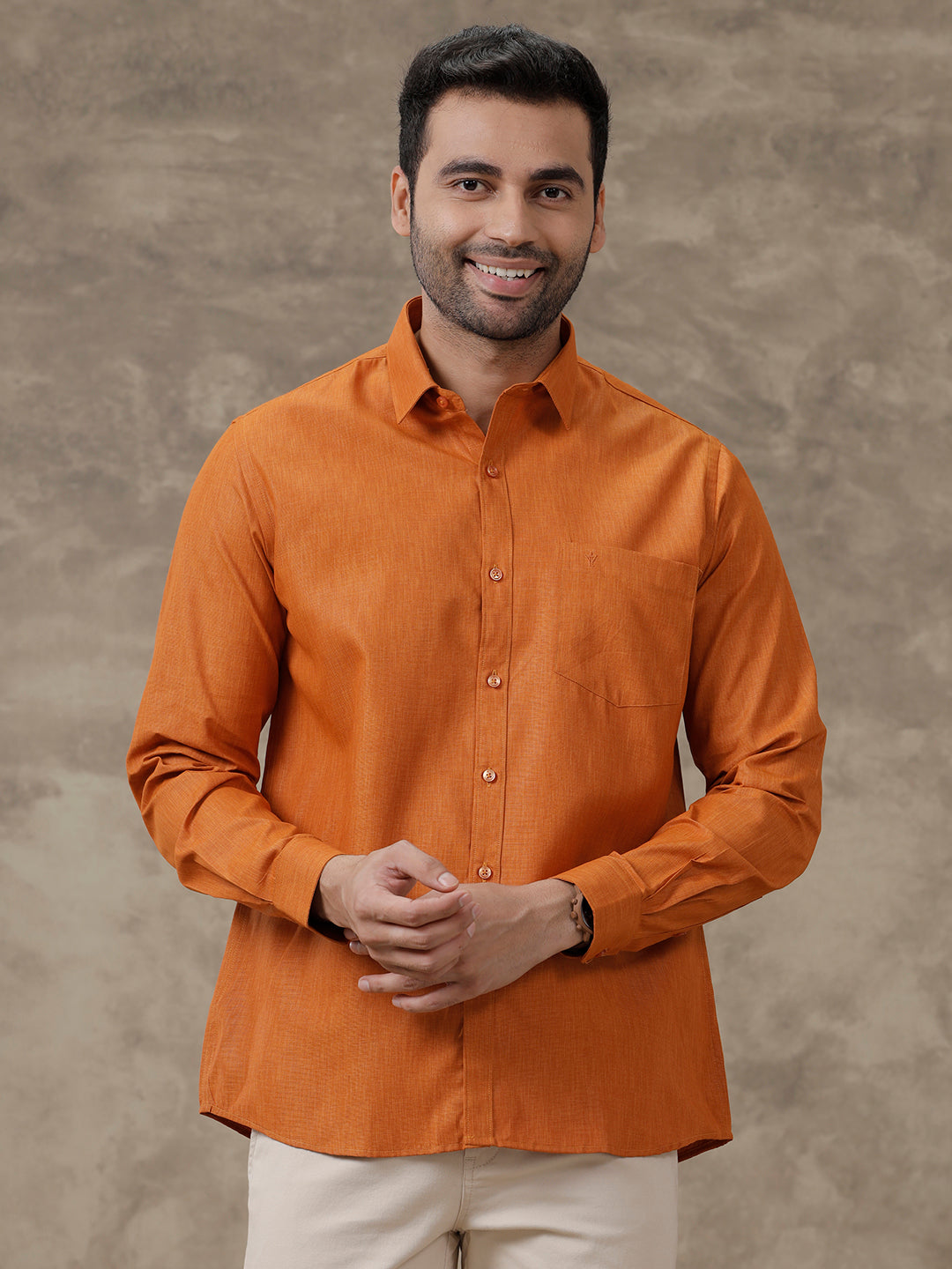 Men Cotton Blend Shirt Saffron T40 TP7