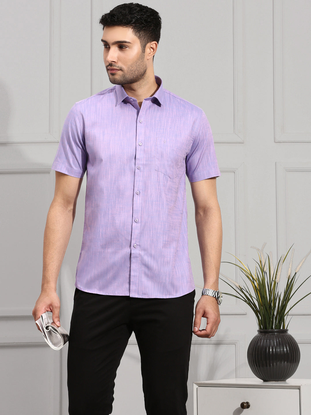 Men 100% Cotton Violet Shirt CL2 GT11