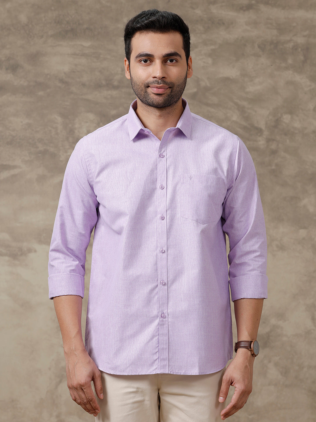 Men Cotton Rich Full Sleeves Lavender Shirt GC17