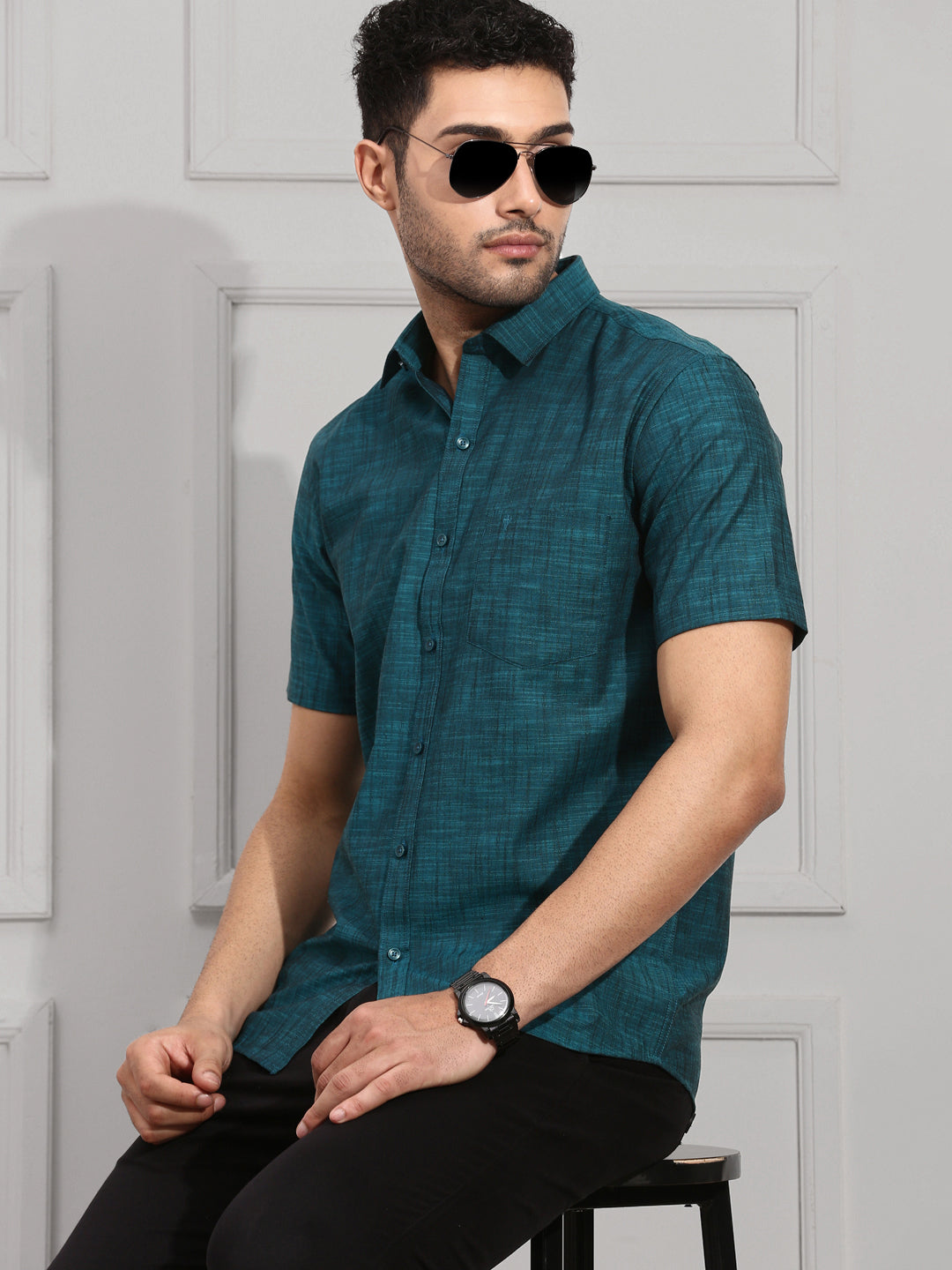 Men 100% Cotton Dark Green Shirt CL2 GT12