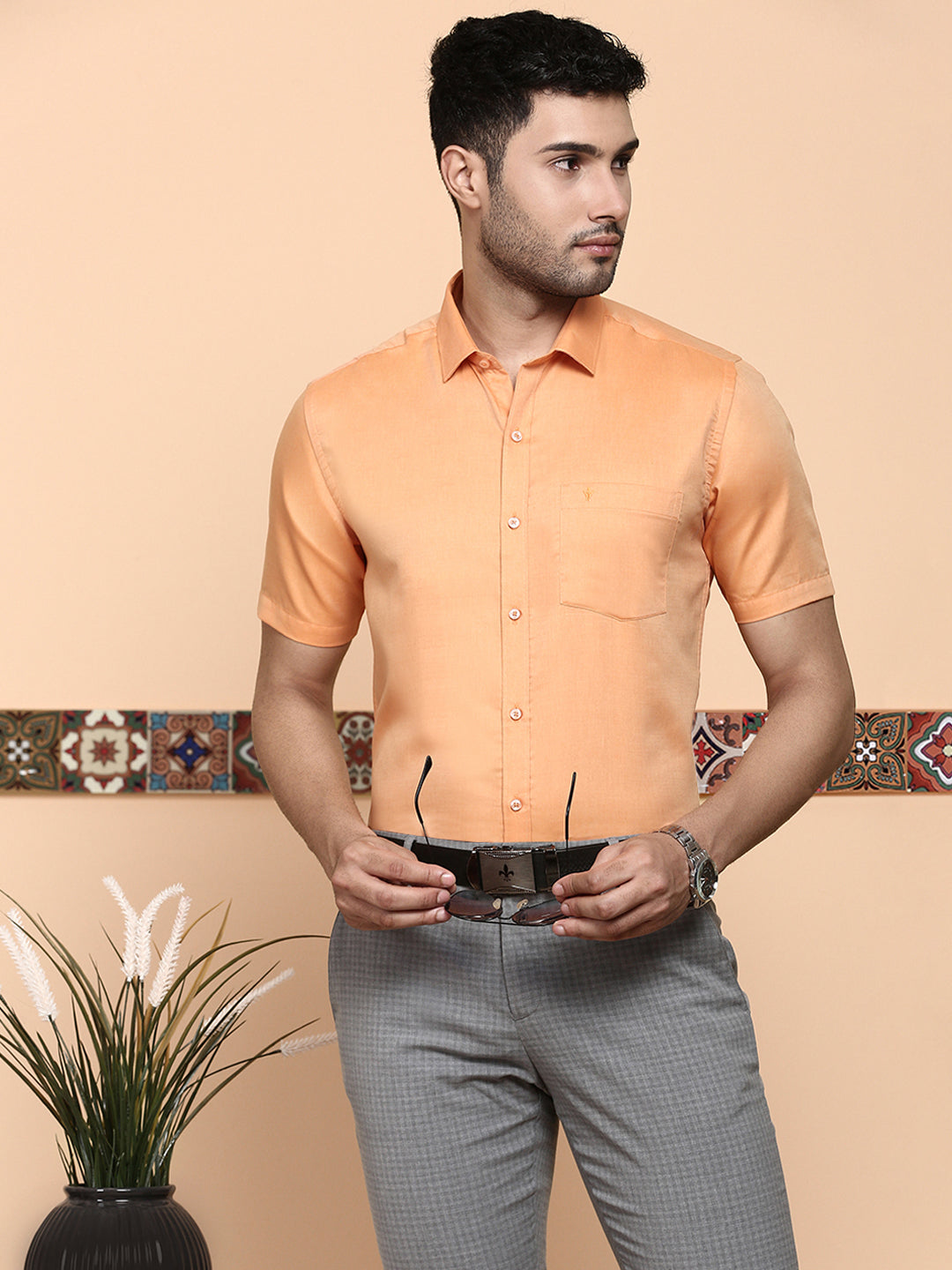 Men Premium Cotton Shirt Orange EL GP17