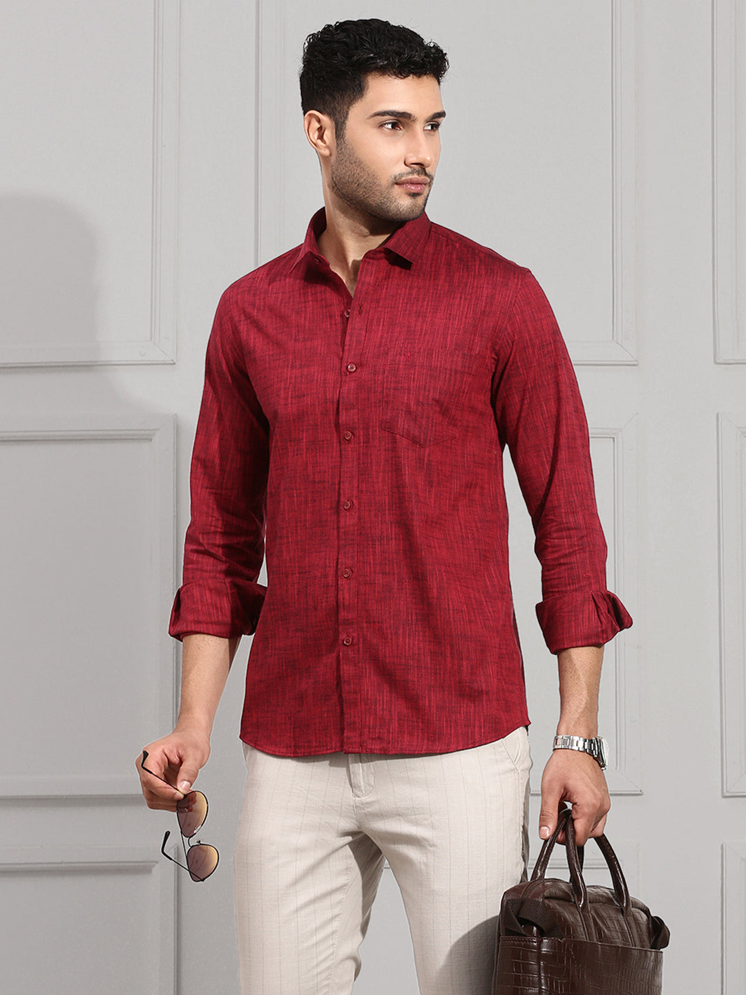 Men 100% Cotton Red Shirt CL2 GT3