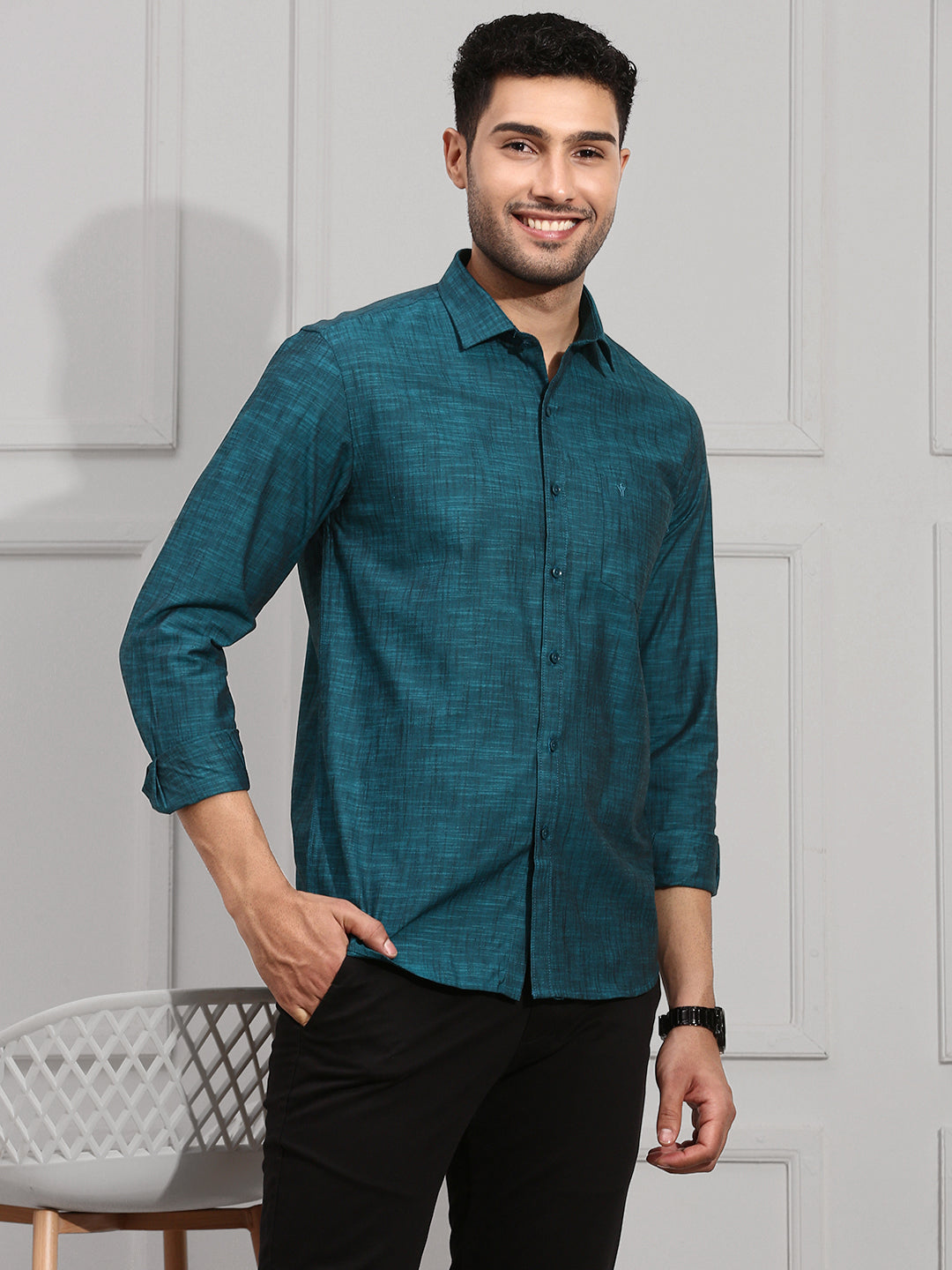 Men 100% Cotton Dark Green Shirt CL2 GT12