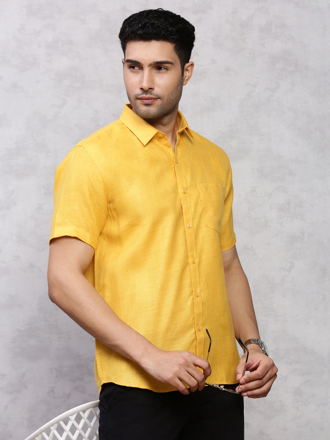 Mens Formal Shirt Dark Yellow -T7 CG5