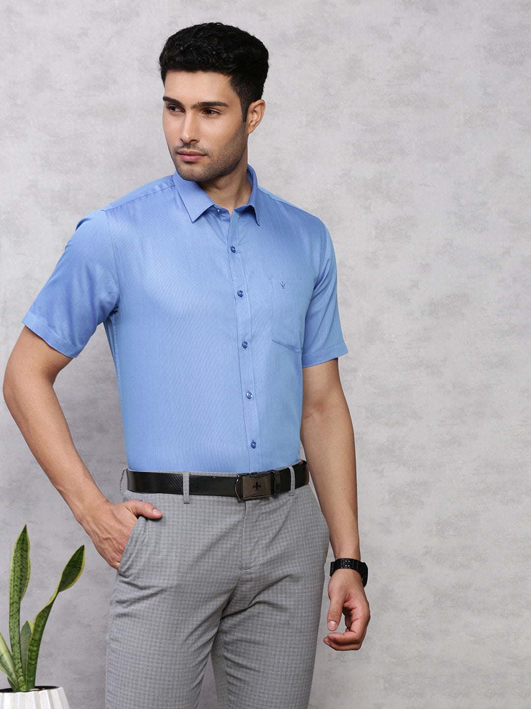 Men Cotton Rich Shirt Blue TZ4