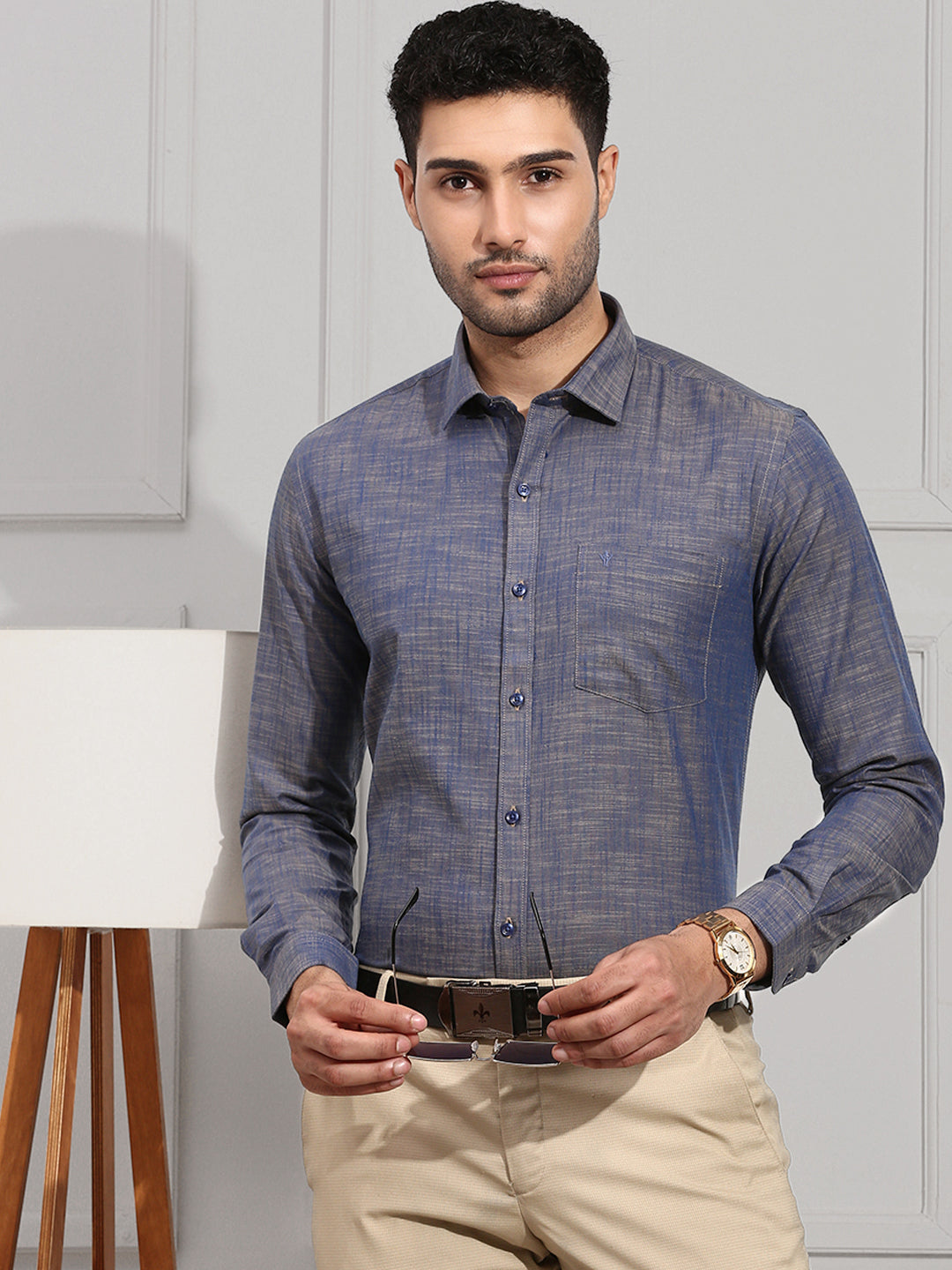 Men 100% Cotton Shirt Blue CL2 GT22