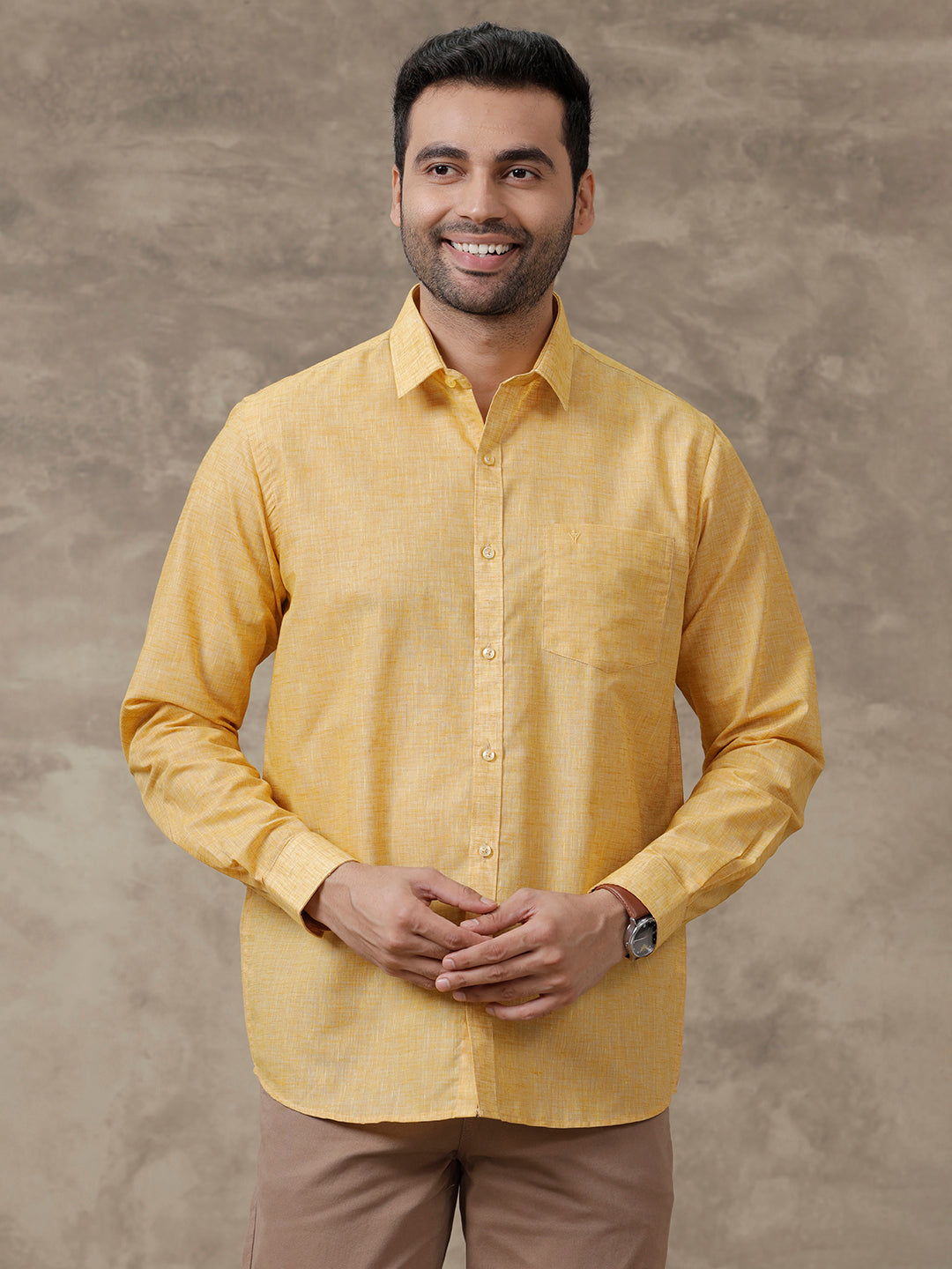 Mens Cotton Rich Shirt Yellow T39 TO2