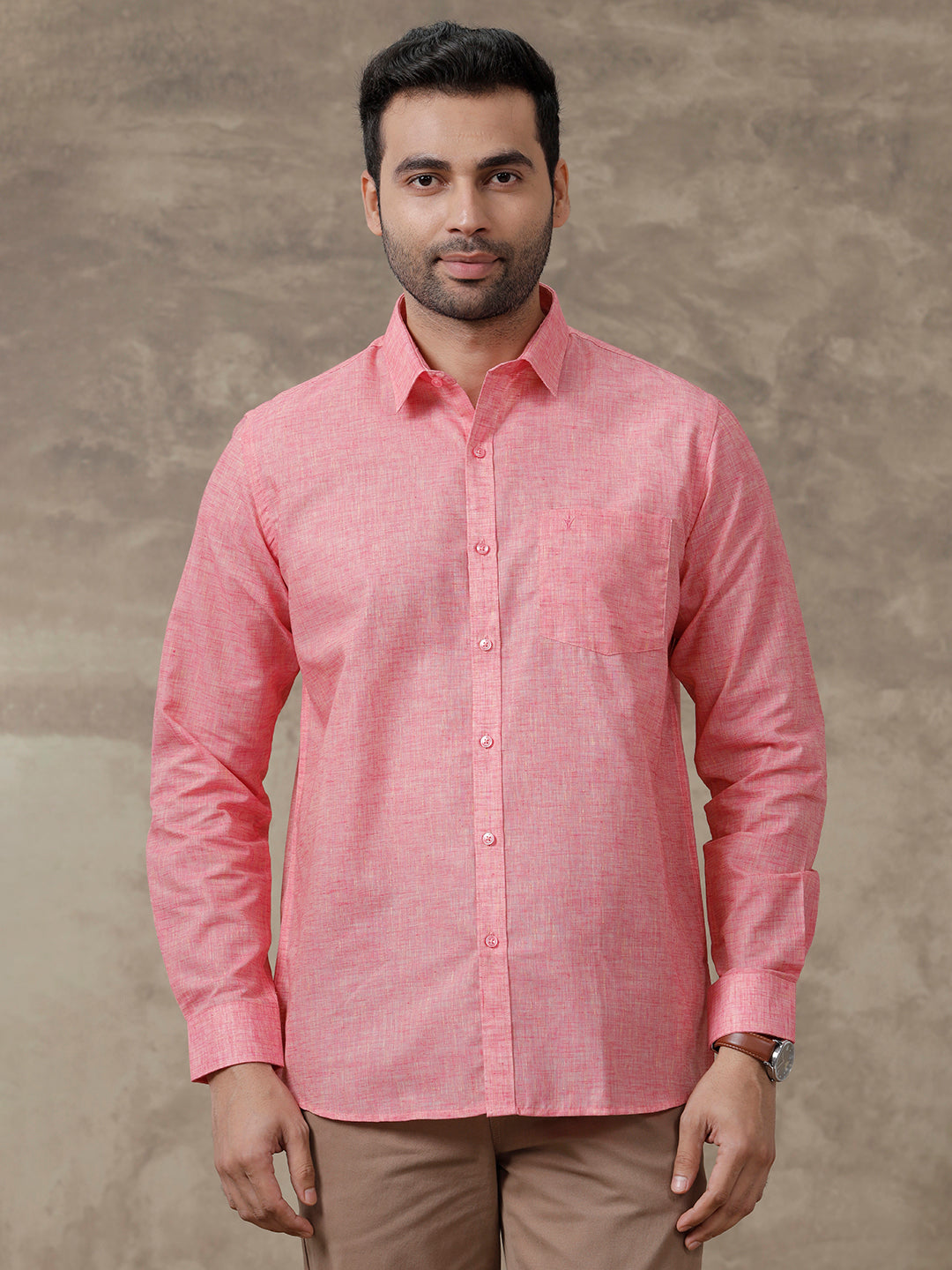 Men Cotton Rich Shirt Pink T39 TO1