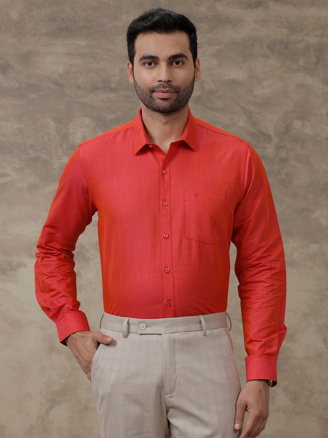 Mens Cotton Rich Shirt Full Sleeves Vivid Red T20 CR4