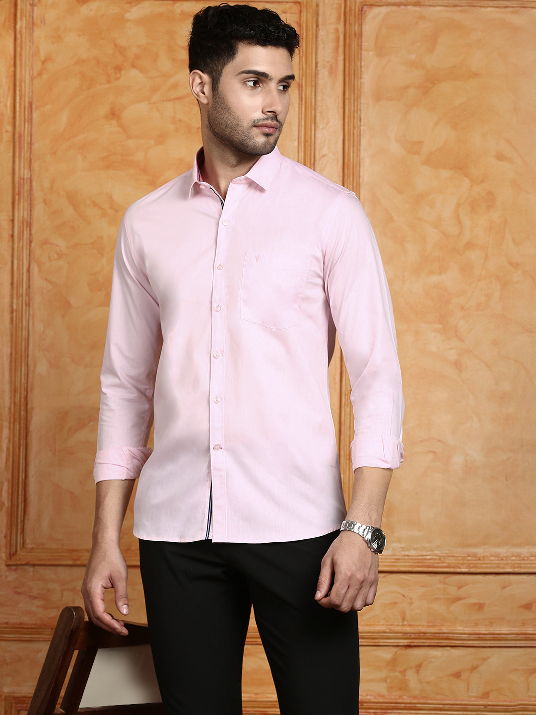 Mens Premium Cotton Formal Shirt Light Pink MH (G115)