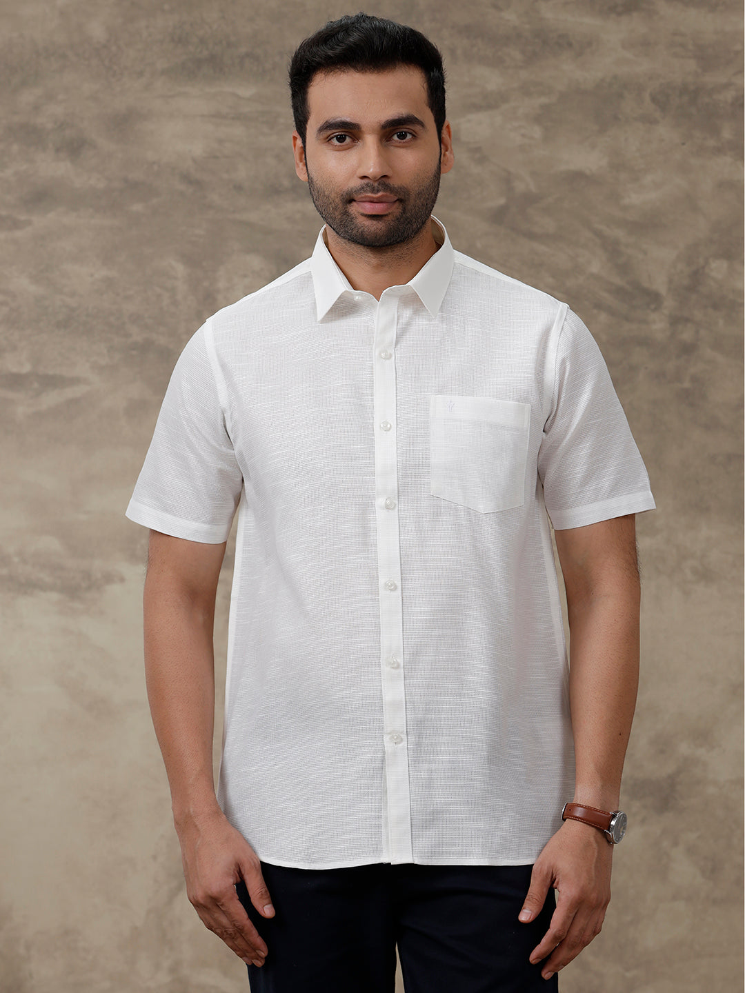 Men Cotton Rich Off White Shirt - T13 (CL2)