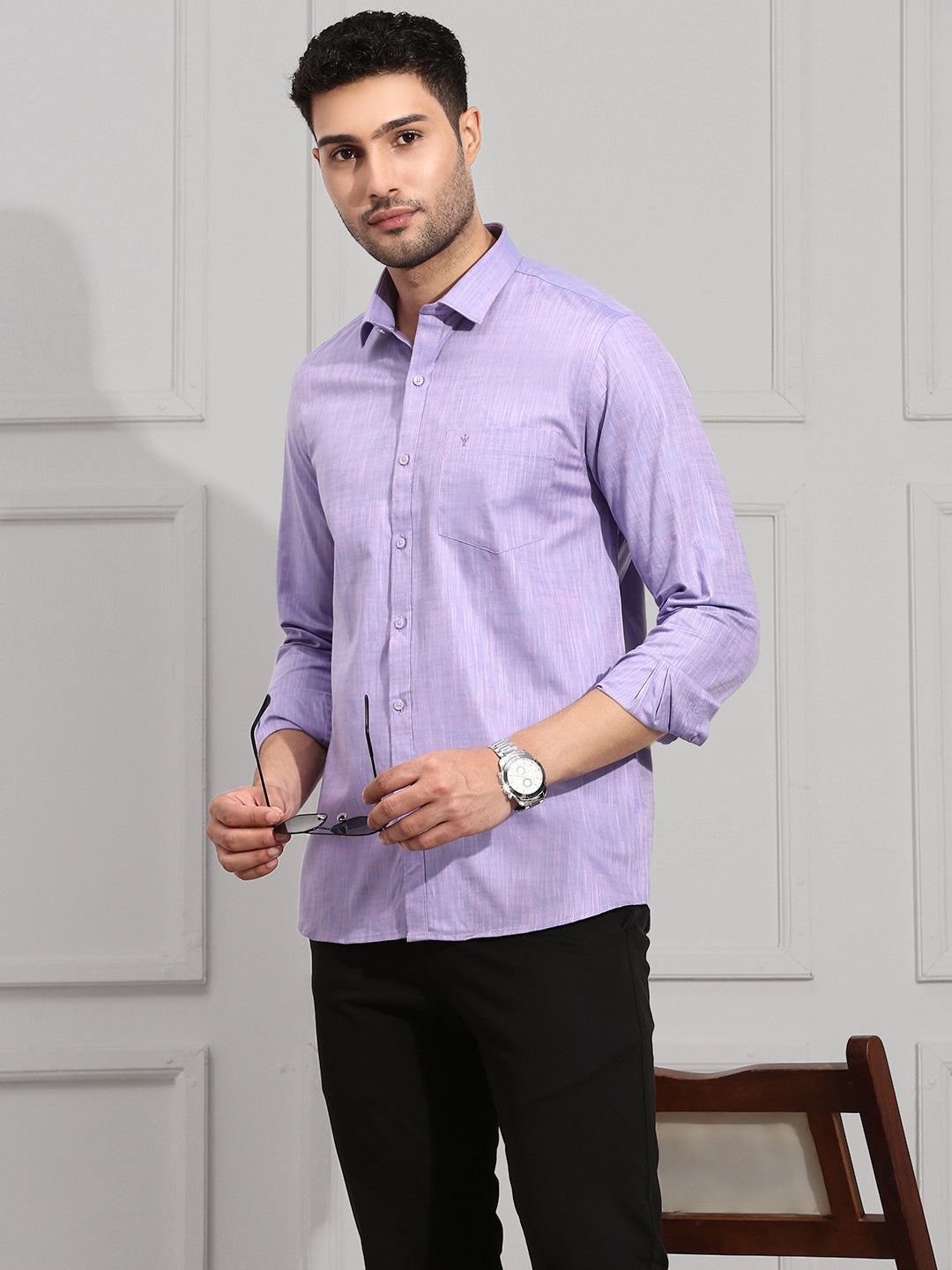 Men 100% Cotton Violet Shirt CL2 GT11