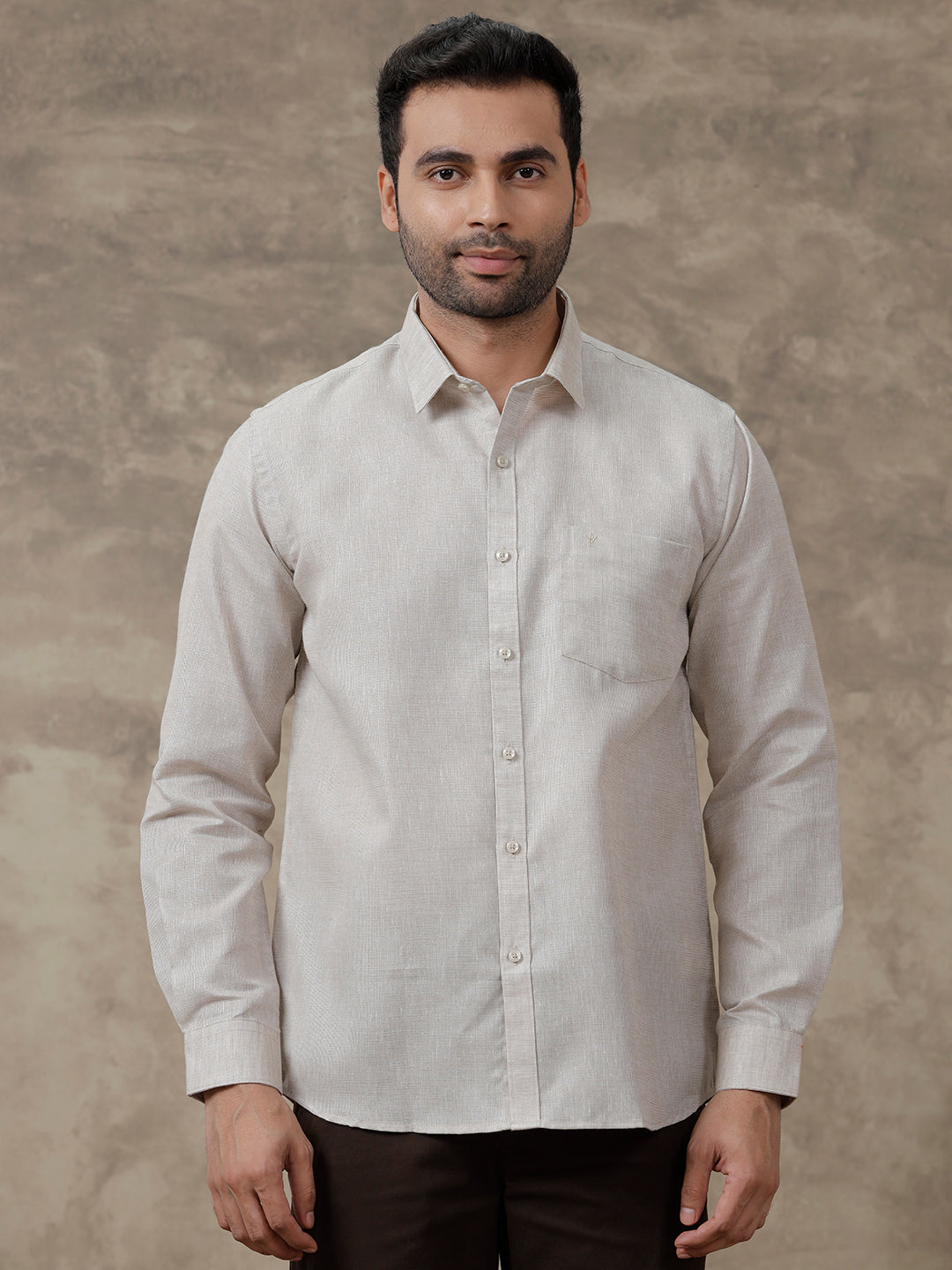 Men Cotton Blend Shirt Grey CV7