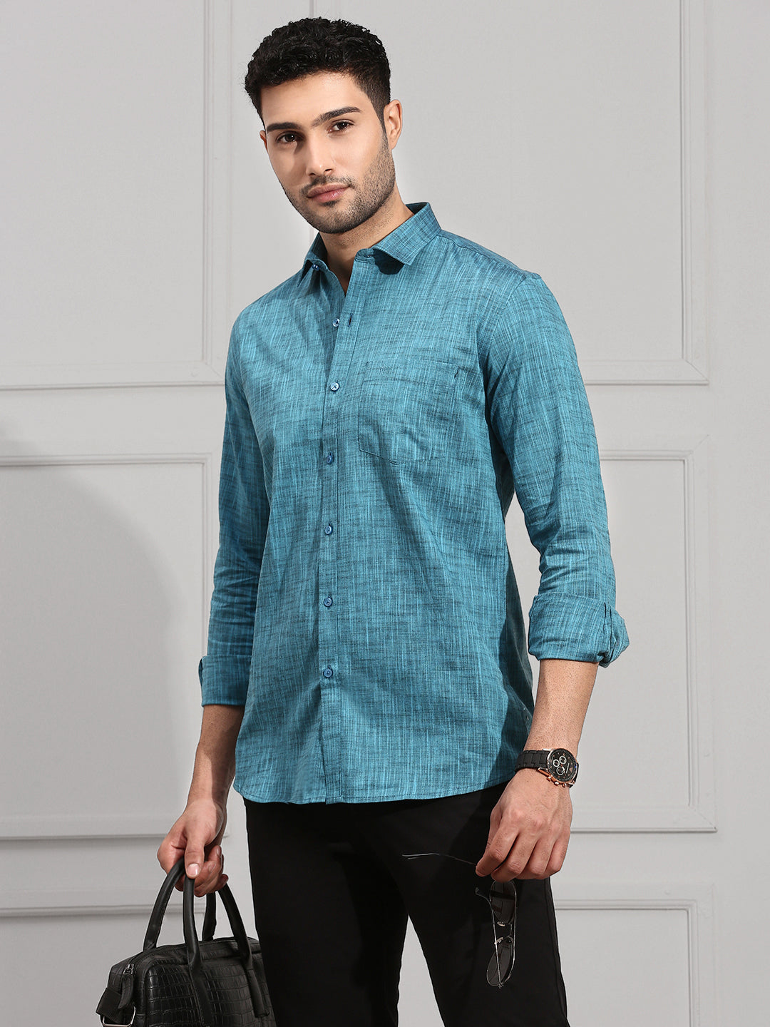 Men 100% Cotton Shirt Blue CL2 GT9