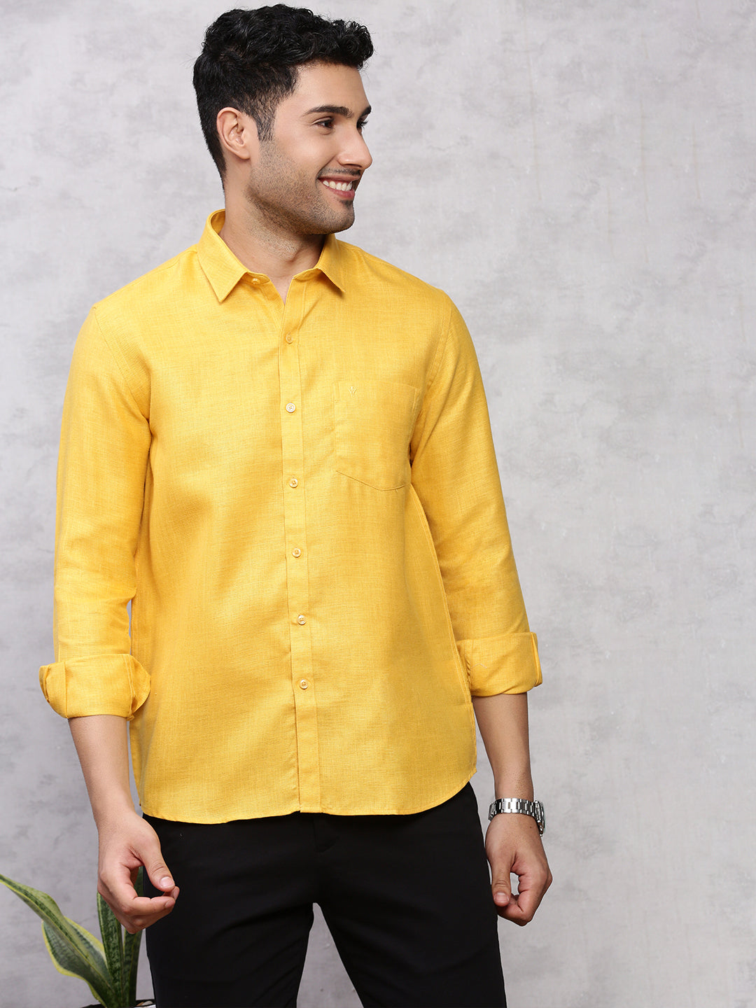 Mens Formal Shirt Dark Yellow -T7 CG5