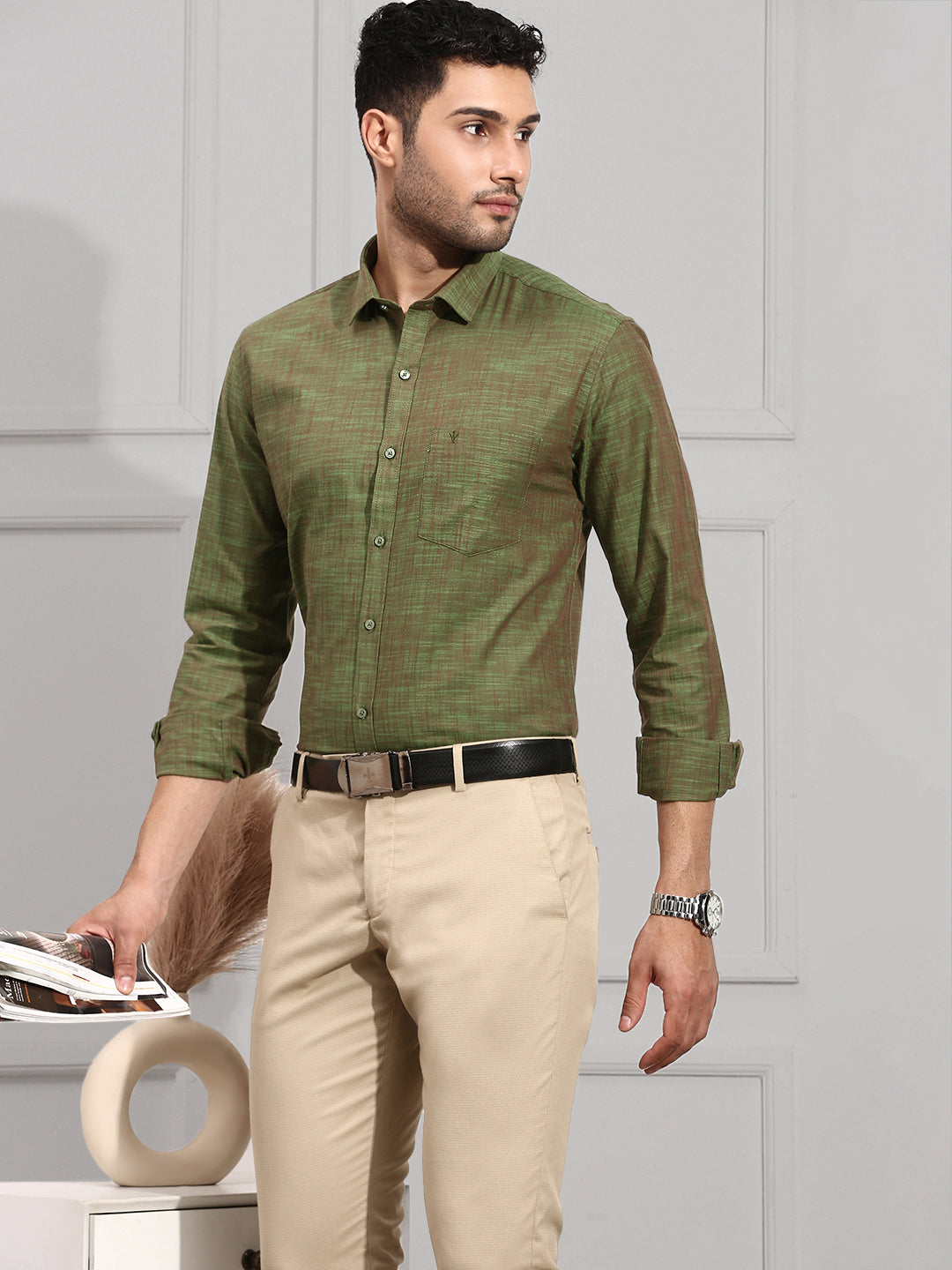 Men 100% Cotton Green Shirt CL2 GT19